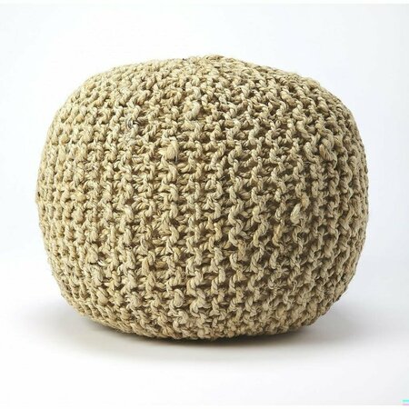 HOMEROOTS 16 x 19 x 19 in. Cool Natural Woven Jute Pouf Ottoman 388957
